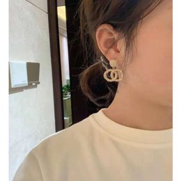 Designers Jewellery channell Mediaeval Letter Round Set Zircon C Junior High School Student Temperament Earrings 925 Silver Needle Earrings Earrings