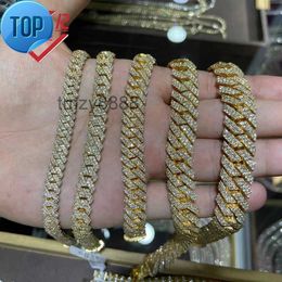 10mm 22inches Mens Real Gold Hip Hop Chains Vvs Moissanite Diamond Chain Prong Set 10k Cuban Link SIO0