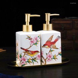 Liquid Soap Dispenser Creative Flower Bird Ceramic Emulsion Shampoo Bottle Pressing El Lotion Container Bathroom Accessories