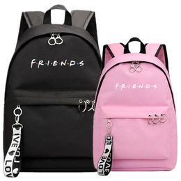 Bags Friends Fans Backpack School Book Bags Mochila Travel Bag Laptop Ribbon Ring Circle Boy Girls Backpack Pink Black