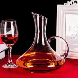 1700ml Household Red Wine Trumpet Crystal Glass Decanter Pot Bar Pourer With Handle Premium Thickened Carafe 240122