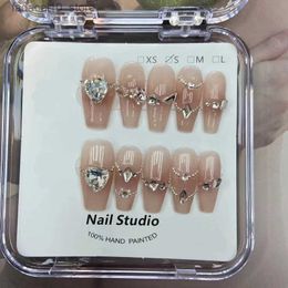 False Nails 10 Pcs Wearing False Nails Fake Nails Pure Handmade Slightly Tipsy And Sweet Bubbles Complimentary Nail Enhancement Kit Q240122