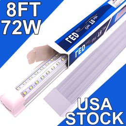 8FT LED Shop Light, 72W 7200LM 6500K, Clear Cover Linkable LED Tube Lights, V Shape Integrated T8 LED Lighting, LED Ceiling Lights for Garage Workshops usastock