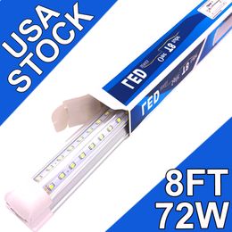 LED Shop Light 8Ft, 72W LED Tube Light Fixture, 8 foot Clear Cover Cool White 6500K, V-Shaped Integrated Fixture for Cooler Door Lighting 25Pack Warehouse usastock