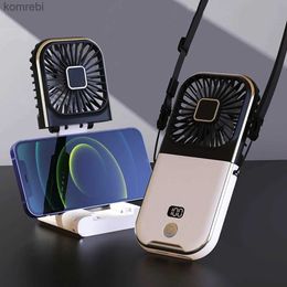 Electric Fans Mini Portable Outdoor Hand Fan Hanging Neck Fan USB Charging 3000mAh Battery Powered 180 Folding Wireless Table Air Cooling FanL240122