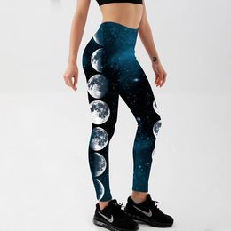 Capris Qickitout Summer Style Women Leggings Gradient Moon Printed Leggings Fantasy Galasy Design Leggings Workout Girl Leggings S4xl