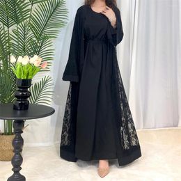 Ethnic Clothing Eid Party Morocco Open Abaya Kimono Muslim Women Maxi Dresses Sets 2 Pieces Turkey Kaftan Arab Robe Islamic Dubai Femme