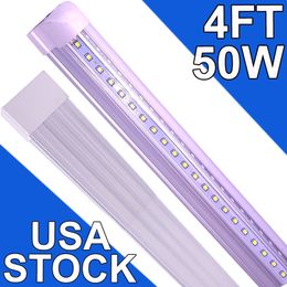 4Ft Led Shop Lights Fixture ,4 Feet 50W 4' Garage Light 48'' T8 Integrated LED Tube , Linkable Led Bulbs Garage , Plug and Play High Output Surface Mount USA usastock