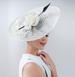 2017 New Elegant Linen Bridal Hat Sombrero For Women ChurchWedding Party HatOutdoor Chapeu Cappelli Retro British Large Brimmed 3611197