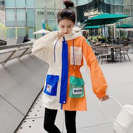 Women's Trench Coats Color-Blocking Sun Protection Clothing 2024 Summer Fashion Long-Sleeved UV Breathable Thin Coat Tide 4XL