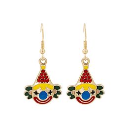 New Funny Alloy Inlaid Rhinestones Drop Earring Circus Clown Art Dangle Earrings Fashion Personality Ear Jewellery