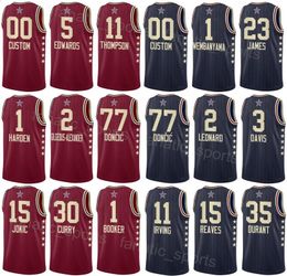 Print 2024 Basketball Jerseys All-Star Alperen Sengun 28 Paul George 13 Victor Wembanyama 1 Chet Holmgren 7 Domantas Sabonis 10 Austin Reaves 15 Man Woman Children