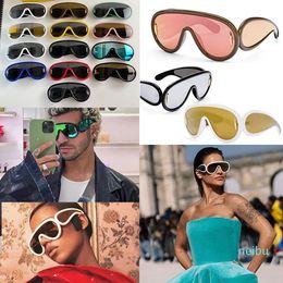 24SS Season Acetate Wave Mask for Womens Designers Large Sunglasses Wide Legs Fashion Mens Personalized Shades Beach 100% Protection