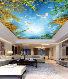 Custom Po Wallpaper Zenith Blue sky Ceiling zenith mural Living Room Restaurant Ceiling Wall Painting Mural200A4812811