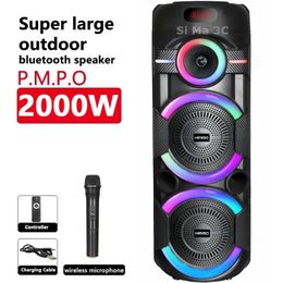 Speakers Peak Power 2000W Caixa De Som Bluetooth Speakers Dual 8inch Family Party Karaoke Sound Box FM Outdoor Subwoofer Audio With Mic