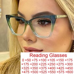 Vintage Blue Light Prescription Cat Eye Glasses 1.5 2 Transparent Computer Eyeglasses TR90 Optical Reading Glasses For Women 240122