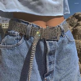 Belts Bright Shiny Female'S Belt Waist Chain Luxury Sweet 2024 Fashion Full Diamond Rhinestone Crystal