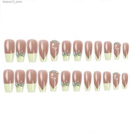 False Nails French Chain Diamond False Nails Durable Never Splitting Fake Nails for Women and Girl Nail Salon Q240122