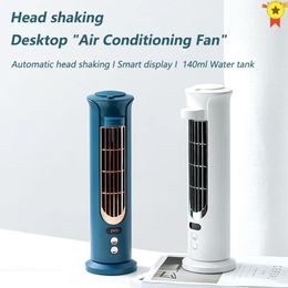 Fans Tower Bladeless Fan Mini Desktop Air Conditioner with Shaking Head Mini Water Cooling Fan Multifunction Fan 4000 Mah Battery