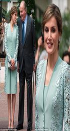 Elegant Mint Green Mother of the Bride Dresses Suits with Long Jacket Knee Length Lace Plus Size Wedding Evening Gowns Celebrity D9188786