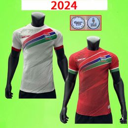 2024 Gambia nationa Soccer Jerseys 23 24 25 home away red white player version Outdoor sports football shirts #19 MINTEH JALLOW CEESAY