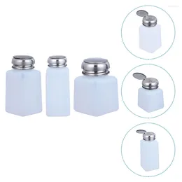 Storage Bottles Refillable Bottle Push Design Convenient Anti- Static For Houseware 3pcs ( White )