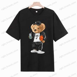 Men's T-Shirts Handsome Bear Print T Shirt Plus Size Clothes Unisex Pure Cotton T-shirt Tops Summer Casual Clothes T-shirts T240122