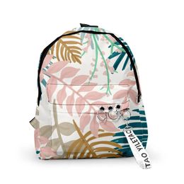 Bags 2021 3D Print Backpacks Leaf pattern Teenager Students School Bags Men/Women Outside Travel Waterproof Oxford Backpack Bags