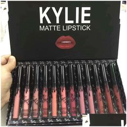 Lip Gloss 12Pcs In 1 Ky Matte Liquid Lipstick Kit Long Lasting Foundation Makeup Lipgloss Set Non-Stick Cup Drop Delivery Health Beaut Dhep5