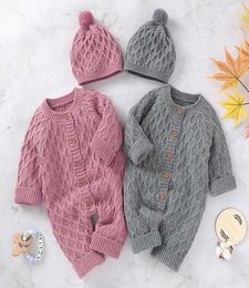 Jumpsuits Baby Rompers Long Sleeve Winter Warm Knitted Infant Kids Boys Girls Hat Outfits Toddler Sweaters Autumn Clothes9231874