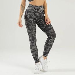 Capris Asheywr New Camouflage Seamless Leggings Women High Waist Elastic Fiess Legging Female Skinny Workout Push Up Jeggings Woman