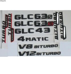 3D Matt Black Trunk Letters Badge Emblem Emblems Badges Sticker for GLC43 GLC63 GLC63s V8 V12 BITURBO AMG 4MATIC2140312