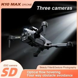 New K10 MAX Drone, HD Three Cameras, Professional Obstacle Avoid, Aerial Photography Optical Flow Brushless Quadcopter UAV