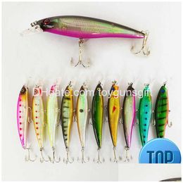 Baits Lures 1 Pcs 13G 11Cm Minnow Fishing 3D Eyes Topwater Floating Laser Aritificial Wobblers Crank Bait Plastic Pesca Drop Deliv Dhtr8