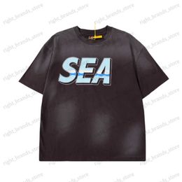 Men's T-Shirts SAINT MICHAEL X WIND AND SEA TEE Print Washed Men Women 1 1 Vintage T-shirt Hip Hop Tees Retro Clothing T240122