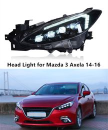 LED Daytime Running Turn Signal Head Light for Mazda 3 Axela Car Headlight 2014-2016 High Beam Lamp Lens