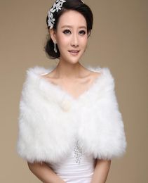 Ivory Fur Wedding Wraps Bridal Gowns Cape Bolero For Women Pearls Button Shawls Cheap5115662
