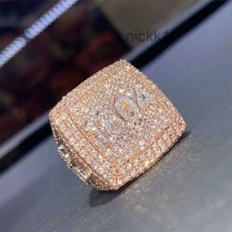 Jewellery Luxury Hip Hop S925 Silver Iced Out Custom Champion Moissanite Championship Ring 6FYK