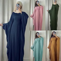 Ethnic Clothing 2024 Ramadan Muslim Women Batwing Sleeve Smock Maxi Dress Islamic Jalabiya Prayer Garment Burqa Dubai Abaya Kaftan Djellaba