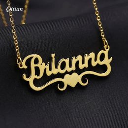 Necklaces Qitian Personalised Name Necklace With Heart Pendants For Women Custom Stainless Steel Gold Statement Choker Christmas Gift