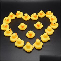 Bath Tools Accessories 3.5Cm Baby Water Duck Toy Sounds Mini Yellow Rubber Ducks Small-Duck Children Swiming Beach Gifts Toys Drop Del Dhne4