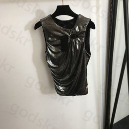Pleated Slim Silk Camisole Womens Street Style Sleeveless Tank Tops Designer Breathable Thin Base Shirt
