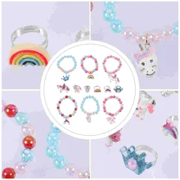 Charm Bracelets 2 Sets Little Girl Children's Bracelet Ring Toddler Pearl Abs Pearls Exquisite Wrist Bands