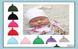 Baby Hat Cotton Top Knot Cap Spring Autumn Winter Childrens Hats Caps For Girls And Boys 17 Colors Drop Delivery 2021 Accessories 8060827