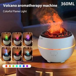 Humidifiers Flame Volcano Air Humidifier USB Aroma Diffuser Essential Oils Diffuser Ultrasonic Fogger Sprayer Night Light for Home Office YQ240122