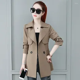 Women's Trench Coats Women 2024 Spring And Autumn Coat Short Pu Style Obverse Show Relaxation POLO Collar Simple
