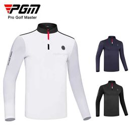 PGM Men's Golf Long Sleeve T-shirt Spring/Summer Ice Silk Sunscreen Sports Top Zip Collar Golf Shirts Mens YF589