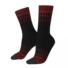 Men's Socks Palestinian Embroidery Flowers Male Mens Women Autumn Stockings Polyester