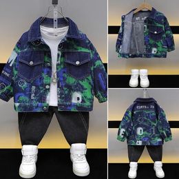 kids designer clothes smile boy jeans jacket camouflage 23 denim cardigan Jackets children coat
