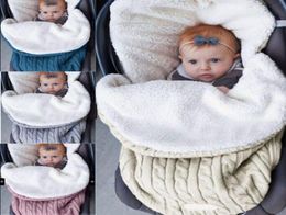 2018 Thick Baby Swaddle Wrap Knit Envelope Newborn Sleeping Bag Baby Warm Swaddling Blanket Infant Stroller Sleep Sack Footmuff3140633